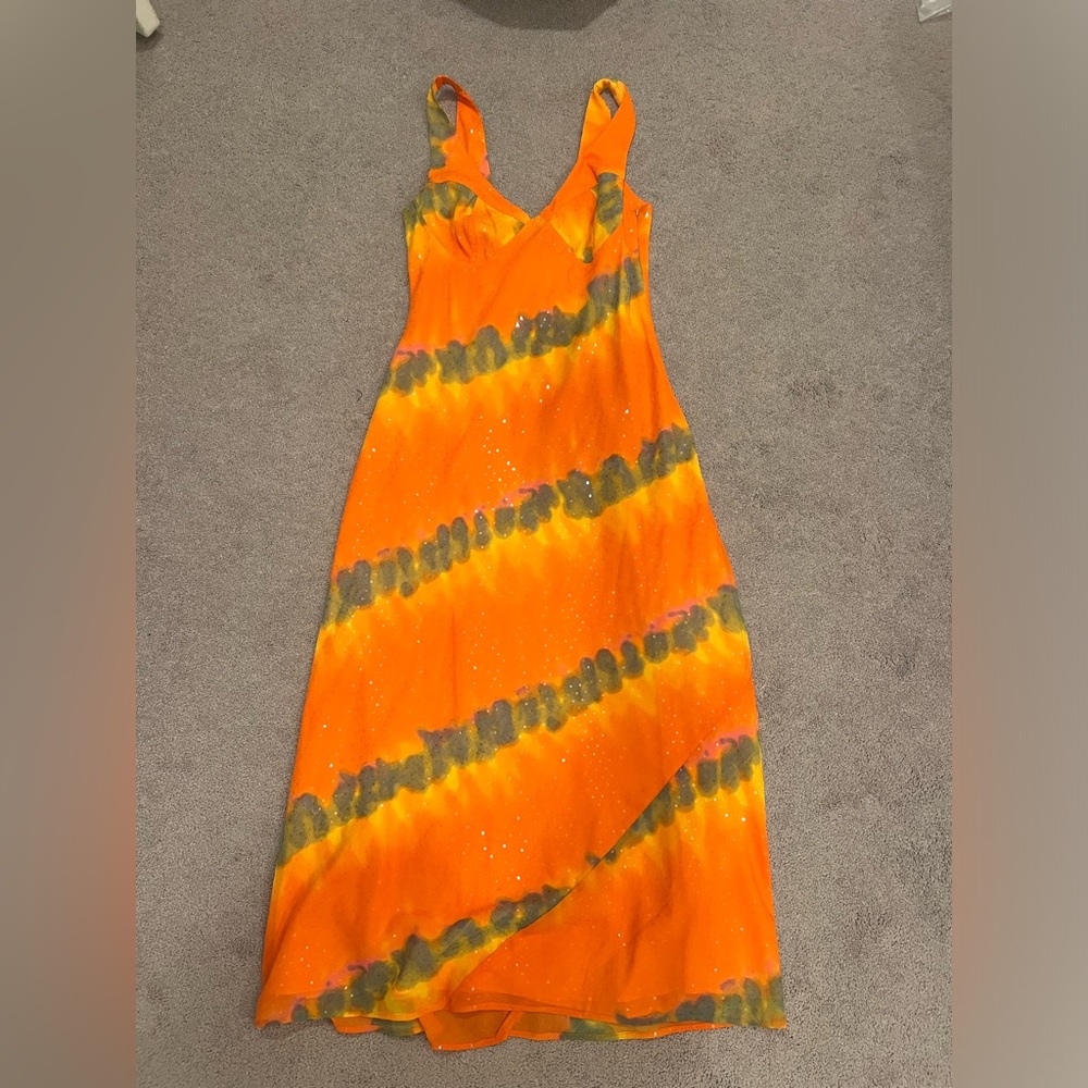 Vibrant Orange Tie-Dye Dress